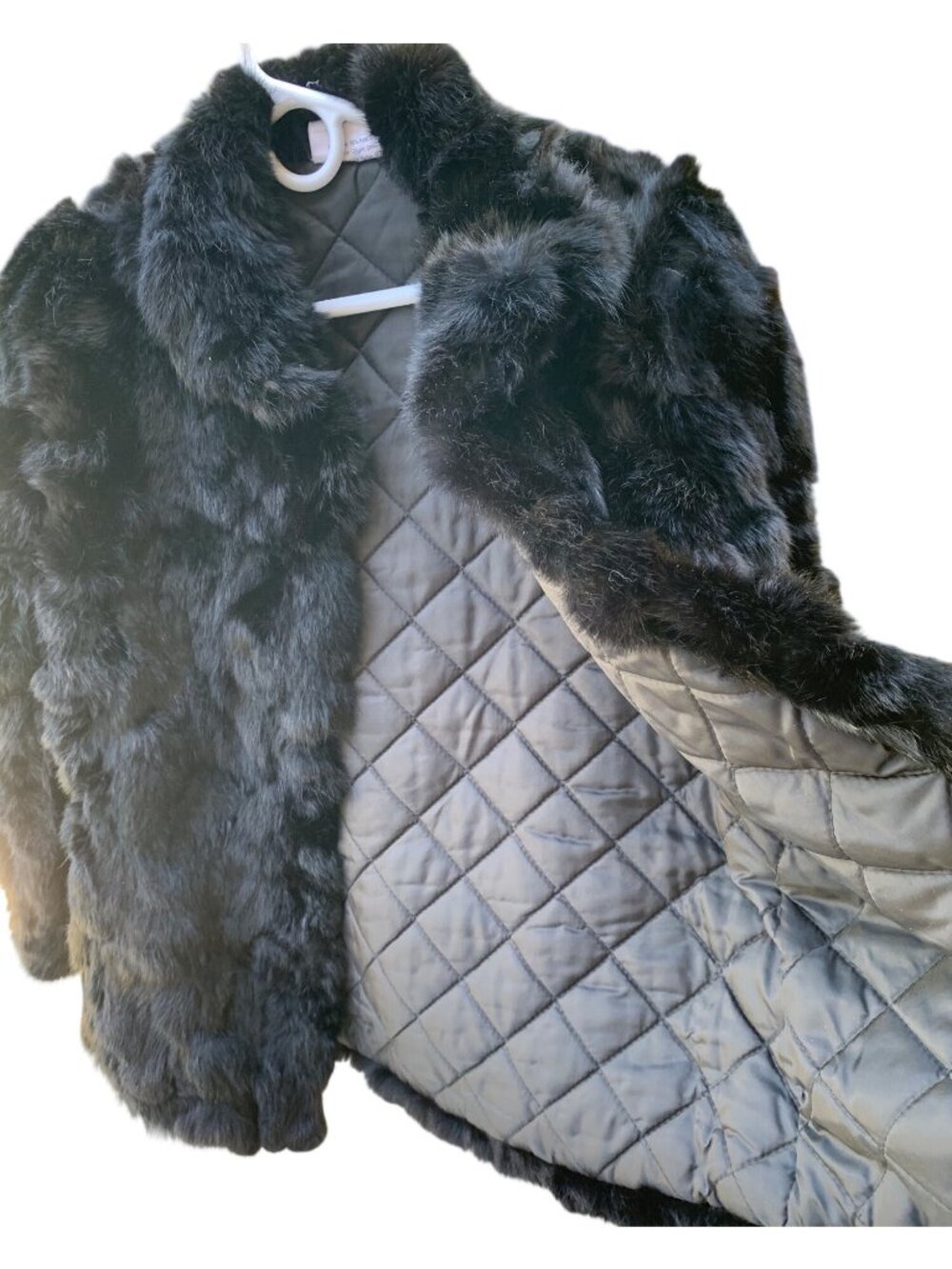 VTG 90s Black Somerset Rabbit Patchwork Fur Jacket Size M Vintage 90s Insulated